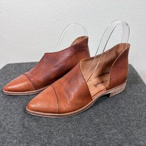 Free People Flat Leather Royale Half D'Orsay Brown Shoes EU 36 US 6 Minimal